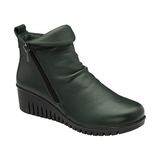 Lotus Cordelia Green Soft Leather Zip Ankle Boot