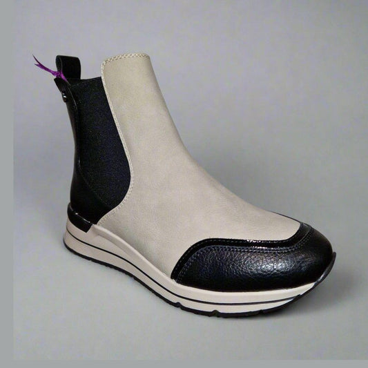 Lotus Ivana Cream Wedge Trainer Style Chelsea Boot with Zip