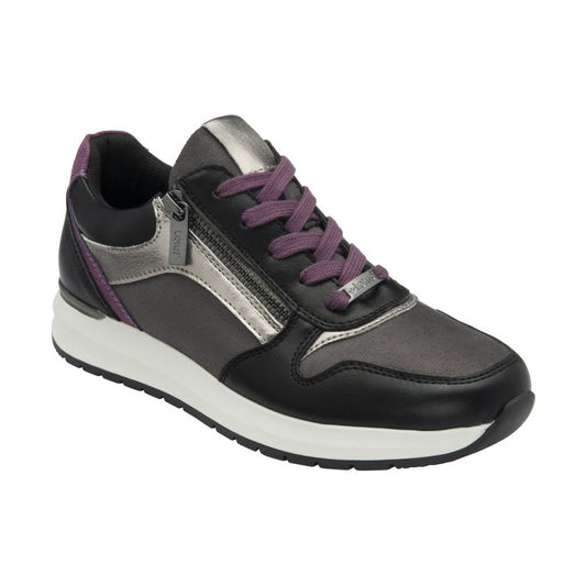 Lotus Venus BLACK/ Purple Dress Fashion Trainer with Zip