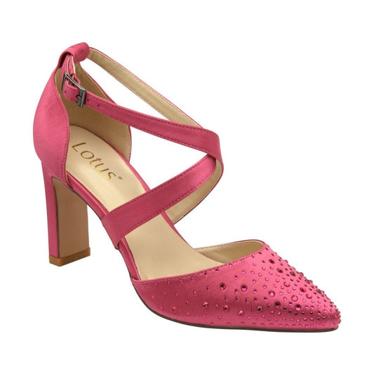 Lotus Occasion Wear Leona FUSCHIA Diamonte Bar Shoe ULS425