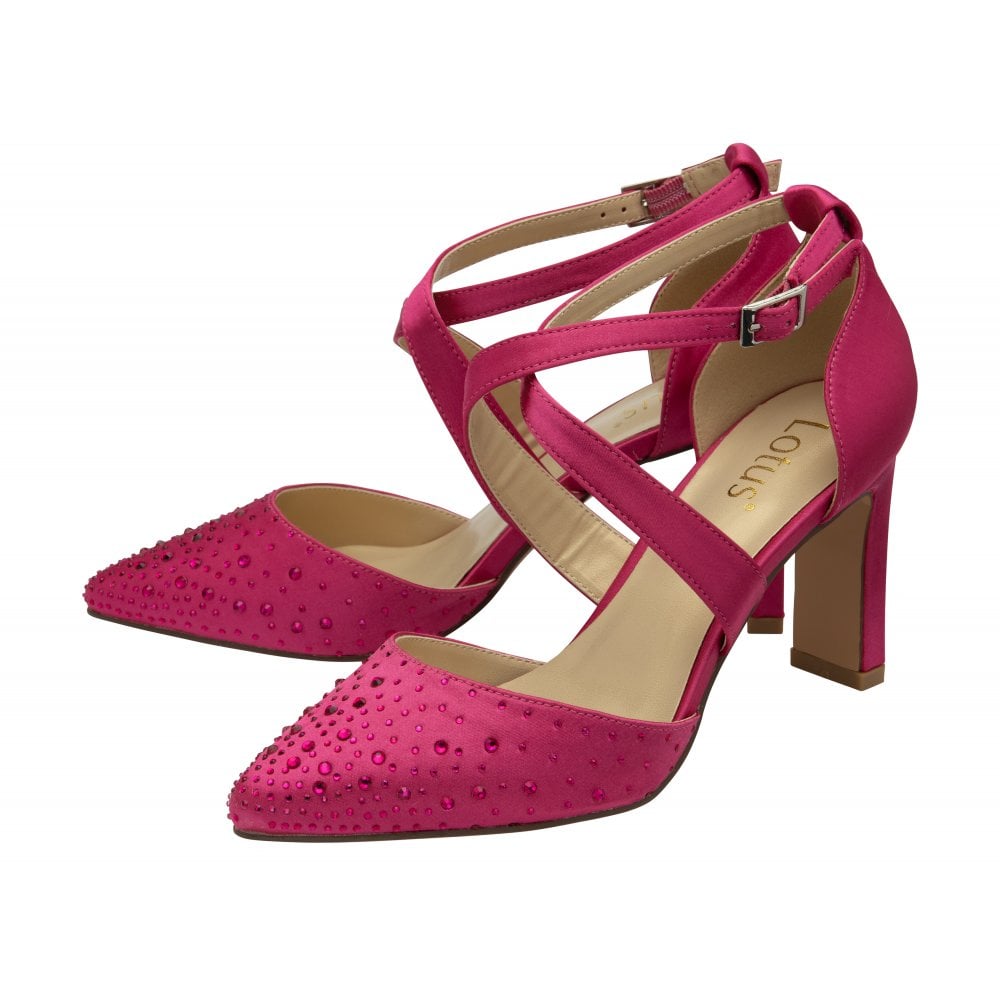 Lotus Leona FUSCHIA Diamonte Bar Shoe ULS425