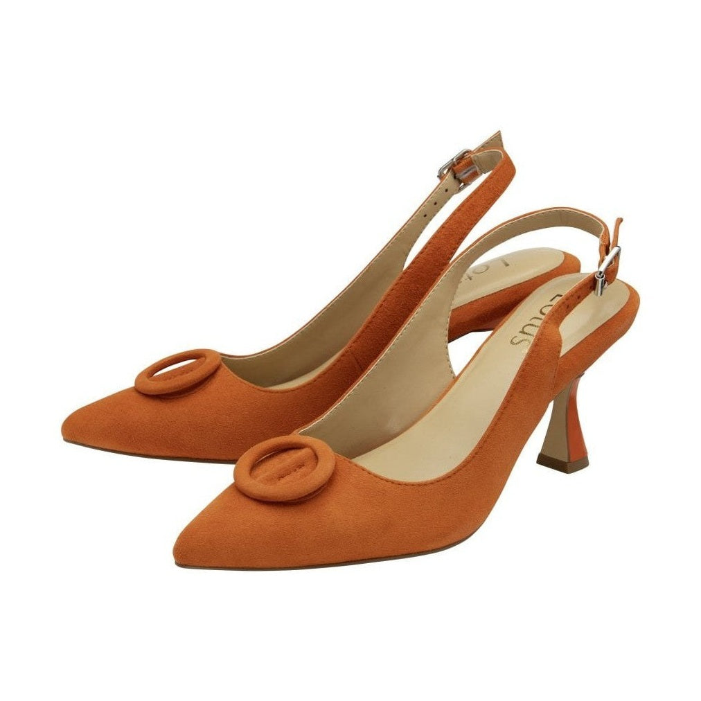 Lotus Occasion Wear Shoe Delfina ULS459 Classic Stiletto Heel Shoe Suede ORANGE