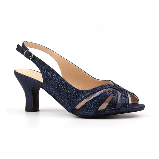 Lunar Nancy NAVY Wide Fitting Slingback Shoe FLJ007NY