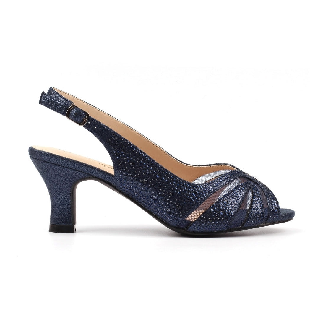 Lunar Nancy NAVY Wide Fitting Slingback Shoe FLJ007NY