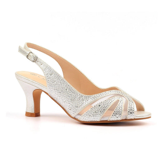Lunar Nancy SILVER Wide Fitting Sling Back Occasion shoe FLJ007SL
