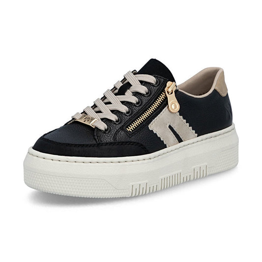 Rieker Platform Trainer With Lace And Zip M1912-00 BLACK
