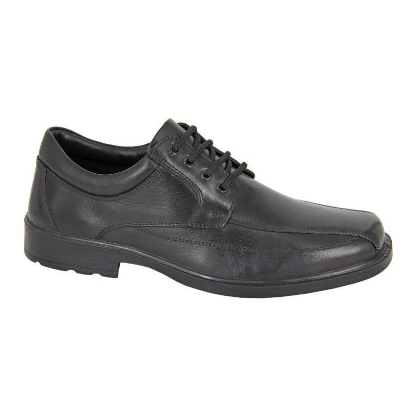 Roamers M601 BLACK Leather Wide Fitting Waterproof Lace Up Shoe