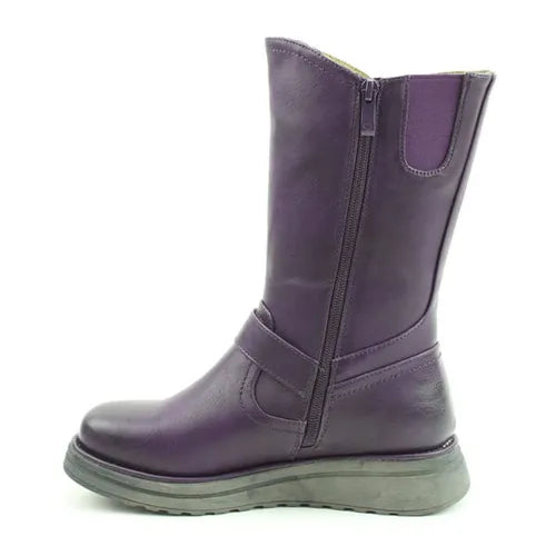 Heavenly Feet Bella PURPLE Mid Calf Wedge Mid Boot