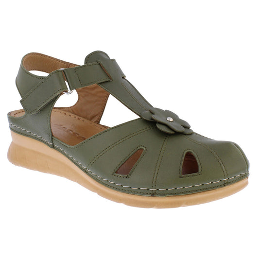Adesso MEADOW Olive Soft Leather Closed Toe Sandal