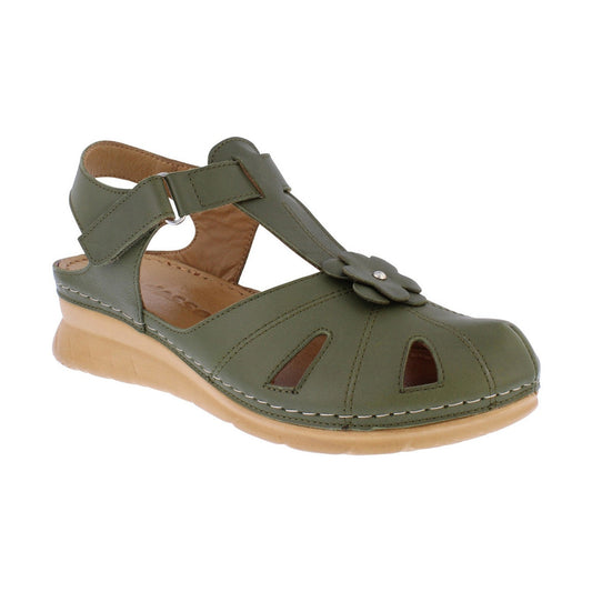 Adesso MEADOW Olive Soft Leather Closed Toe Sandal