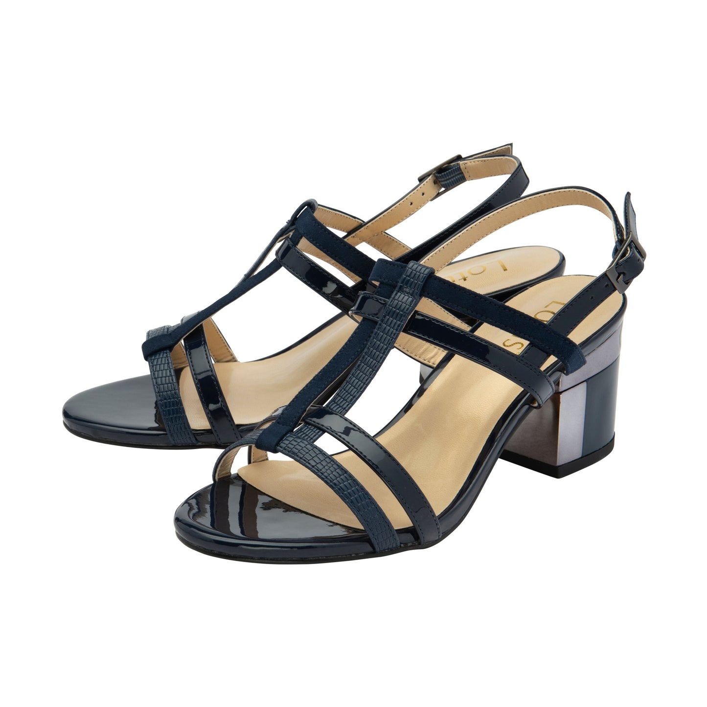 Lotus Mirella NAVY Block Heel Dress Sandal ULS450