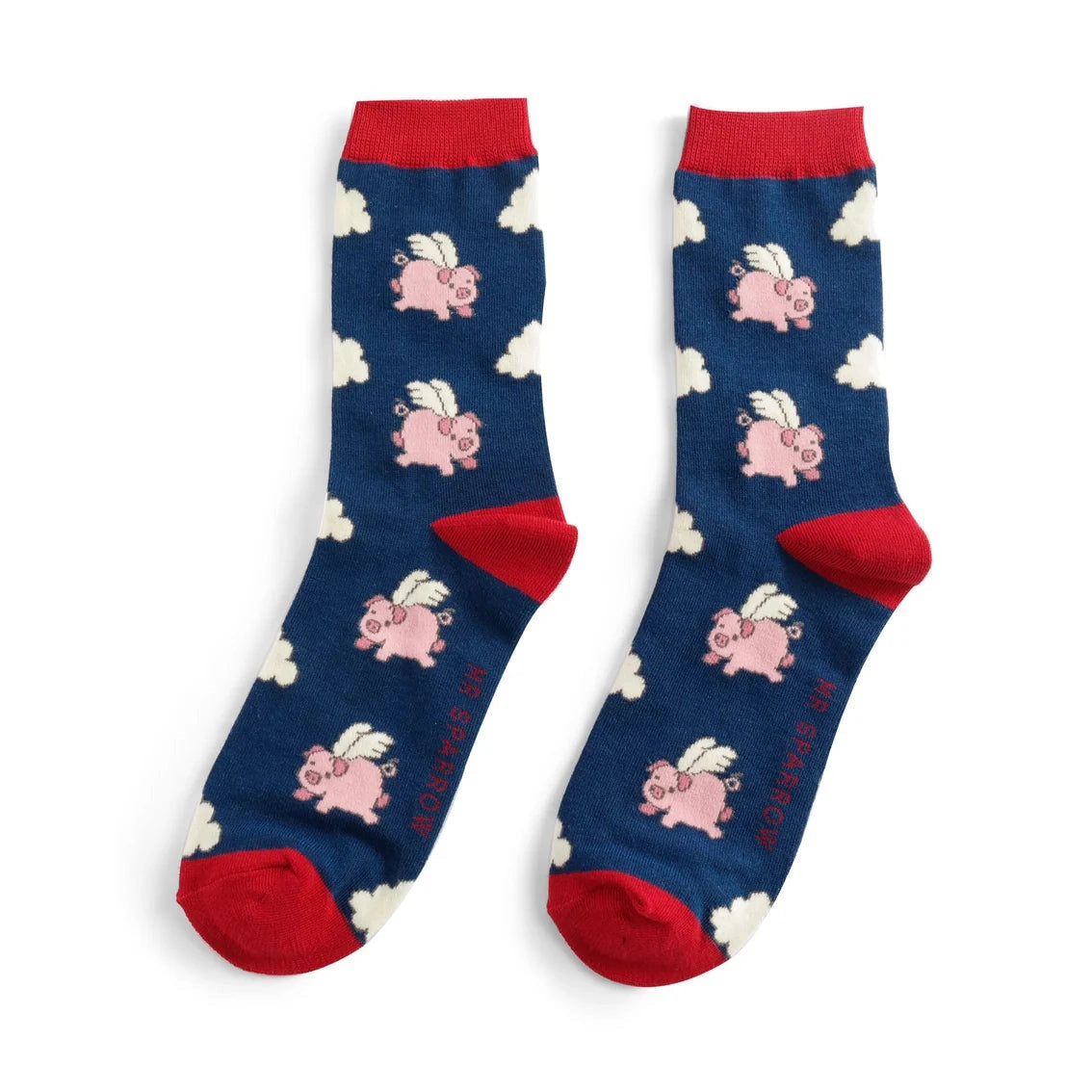 Mr Sparrow Flying Pigs NAVY Bamboo Socks MR004