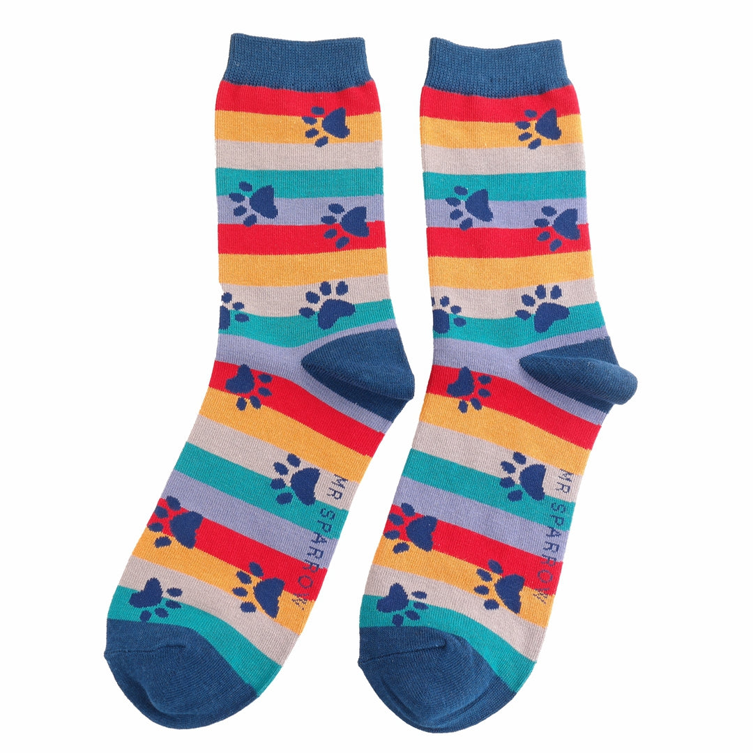Mr Sparrow Paw Prints And Stripes NAVY MR013