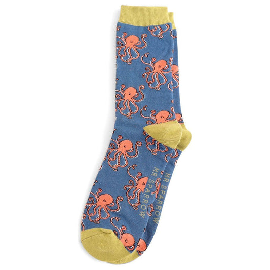Mr Sparrow Bamboo Socks Octopus NAVY MR036