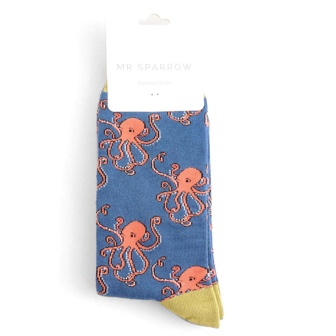 Mr Sparrow Bamboo Socks Octopus NAVY MR036