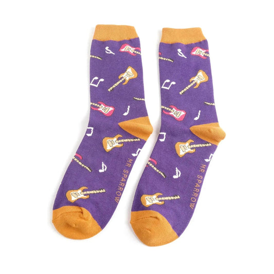 Mr Sparrow Guitars PURPLE Quality Bamboo Socks MR058
