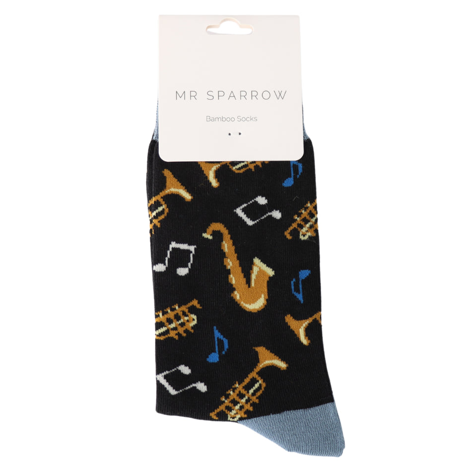 Mr Sparrow Brass Band BLACK Quality Bamboo Socks MR119