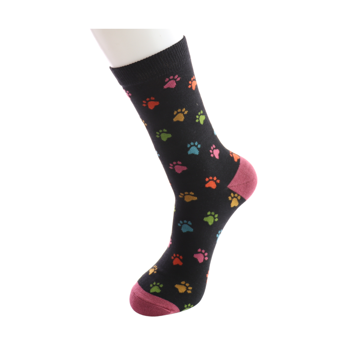 Mr Sparrow Quality Bamboo Socks Paw Print BLACK MR123