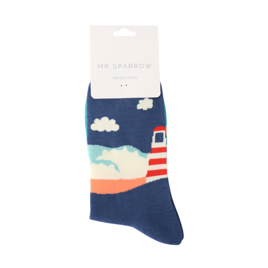 Mr Sparrow Seascape NAVY Quality Bamboo Socks MR126