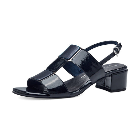 Marco Tozzi 28204 NAVY Patent Block Heel Dress Sandal 28204-825