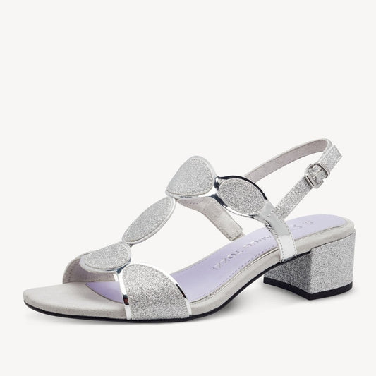 Marco Tozzi 28231 Block Heel Dress Sandal SILVER 28231