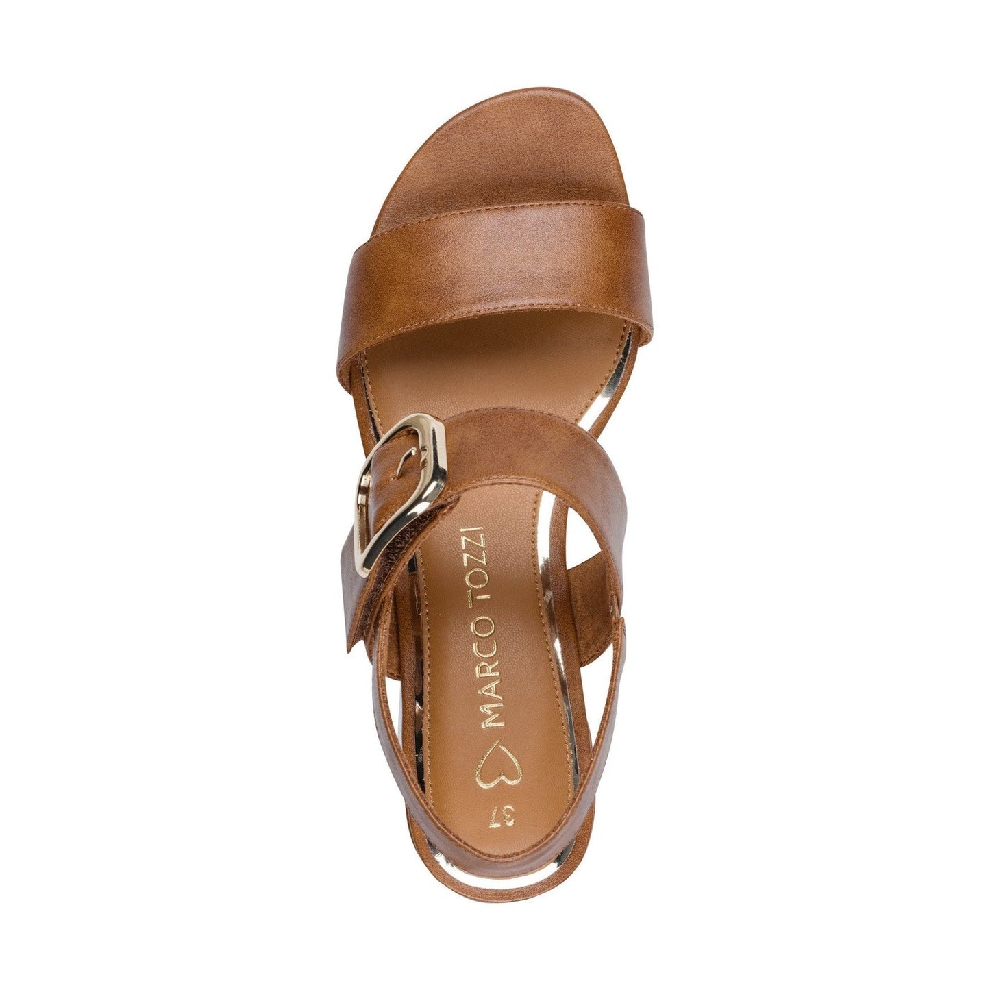 Marco Tozzi Low Block Heel Touch Fastening Dress Sandal COGNAC 28212-46-305