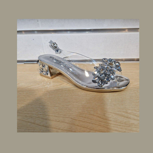 Misstyl by Laura Vita Mily21 SILVER See Through Low Heel Occasion Shoe