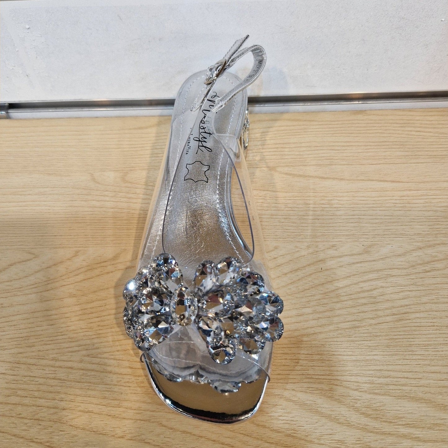Misstyl by Laura Vita Mily21 SILVER See Through Low Heel Occasion Shoe