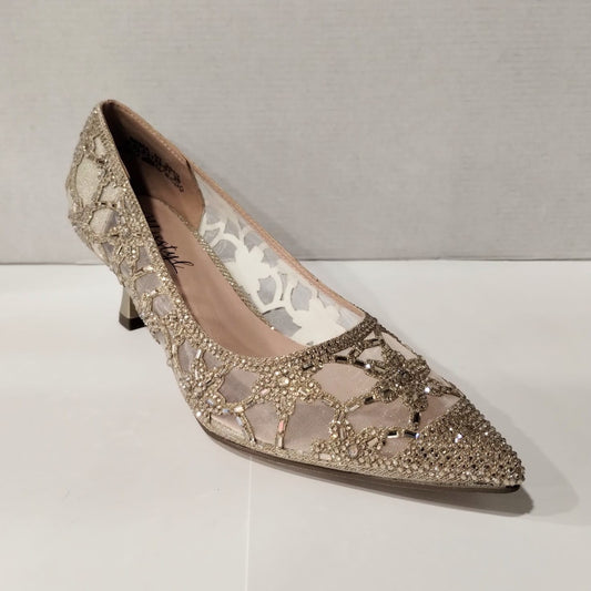 Misstyl by Laura Vita Mima 01 GOLD Jewelled Low Heel Court Shoe