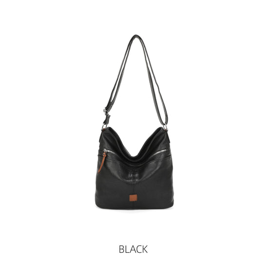 Moda Express BLACK Multi Pocket Shoulder Crossbody Handbag 9058