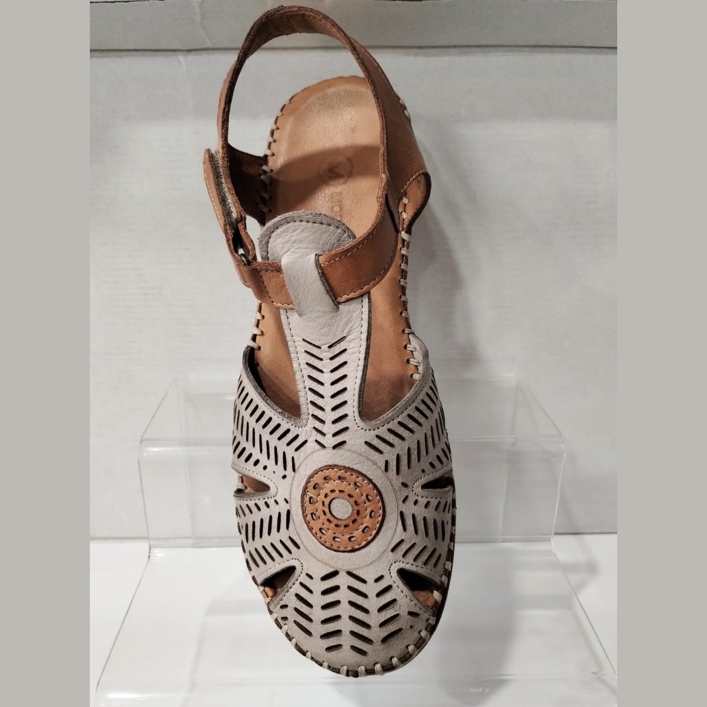 Modella Onyx MUSHROOM Soft Leather T Bar Sandal