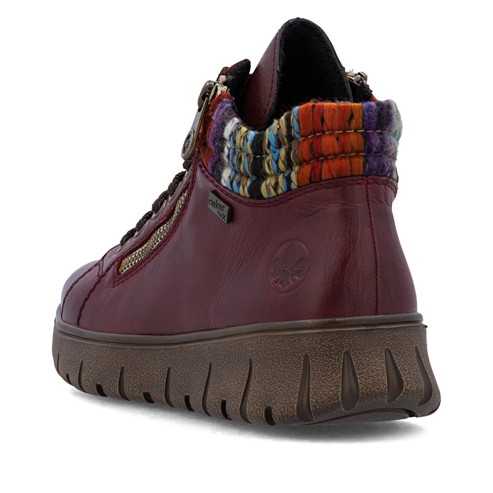 Rieker Extra Wide Casual Ankle Boot with lace and ZipN1305 WINE N1305-35