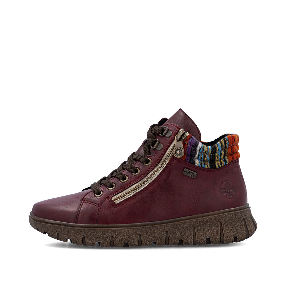 Rieker Extra Wide Casual Ankle Boot with lace and ZipN1305 WINE N1305-35