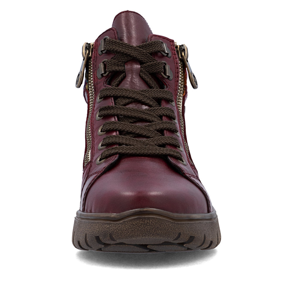 Rieker Extra Wide Casual Ankle Boot with lace and ZipN1305 WINE N1305-35