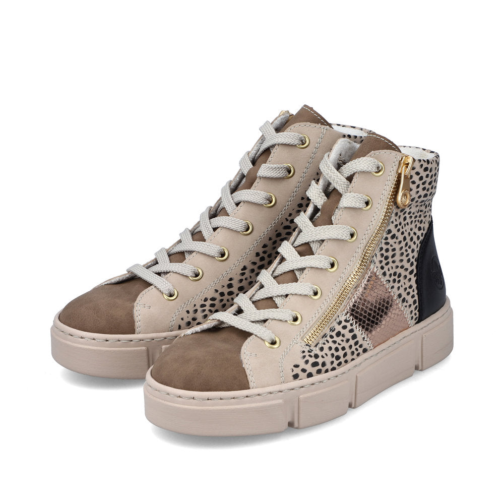 Rieker Ankle Boot with Lace and zip N5931-62 GREY MULTI