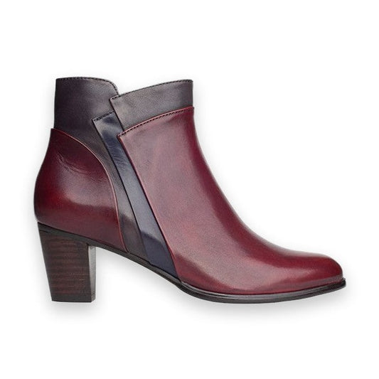 Regardez le Ciel Sonia 137 SANGRIA Soft Leather Zip Ankle Boot