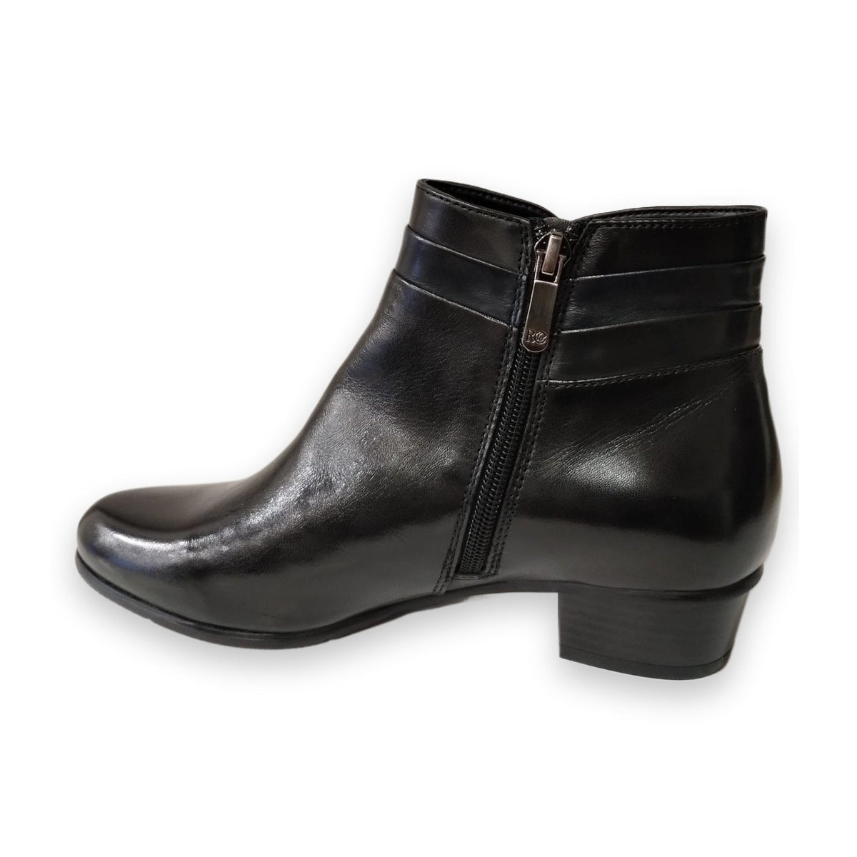 Regardez le Ciel Stefany 399 BLACK Soft Leather Block Heel Zip Ankle Boot
