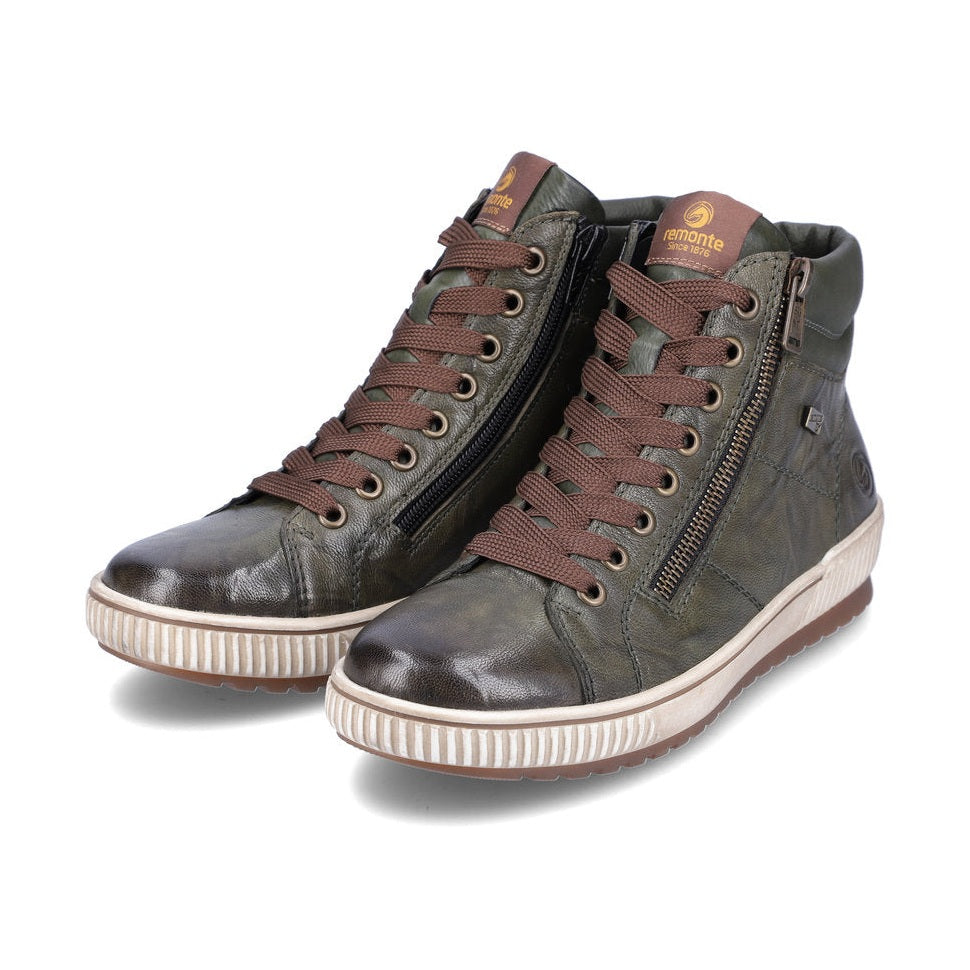 Remonte Ankle Boot D0772-52 GREEN with lace and Zip