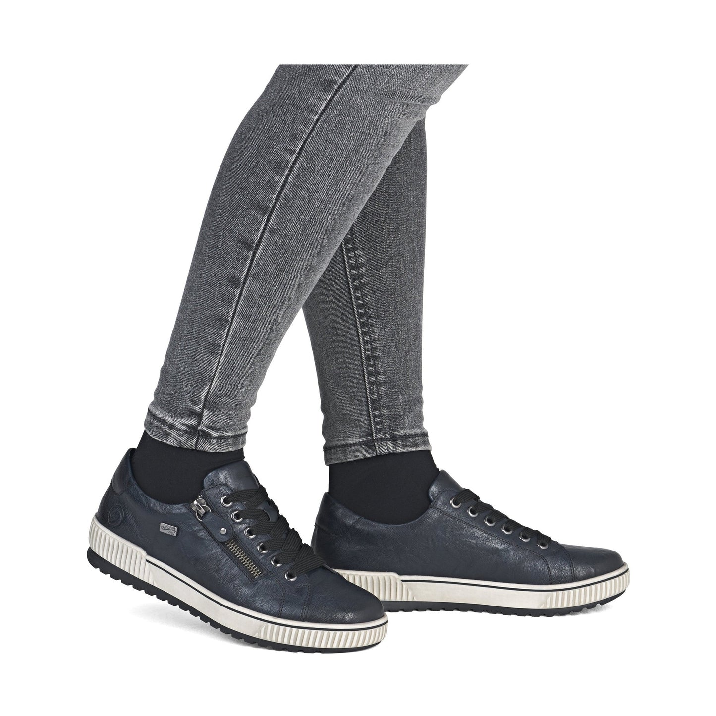 Remonte D0700 BLUE Leather Water Resistant Lace Shoe with Zip D0700-15