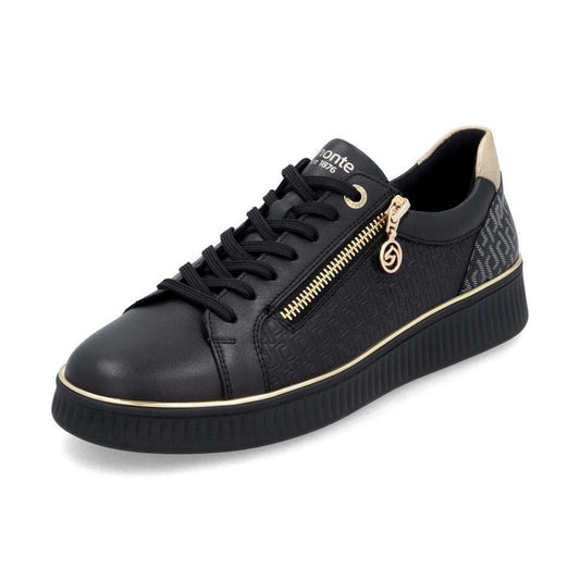 Remonte D2e00 BLACK Soft Leather Sneaker D2E00-03
