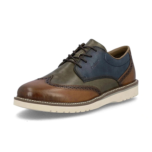 Rieker 04504 MULTI Tone Soft Leather Brogue Shoe 04504-90