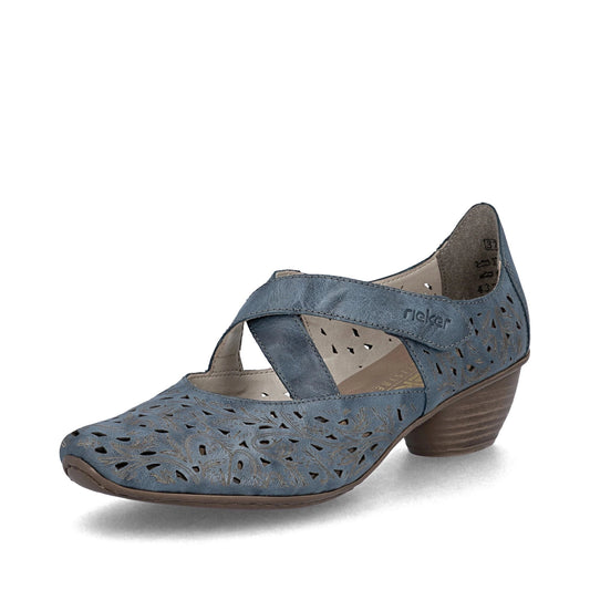 Rieker 43773 BLUE Low Heel Touch Fastening Bar Shoe 43773-12