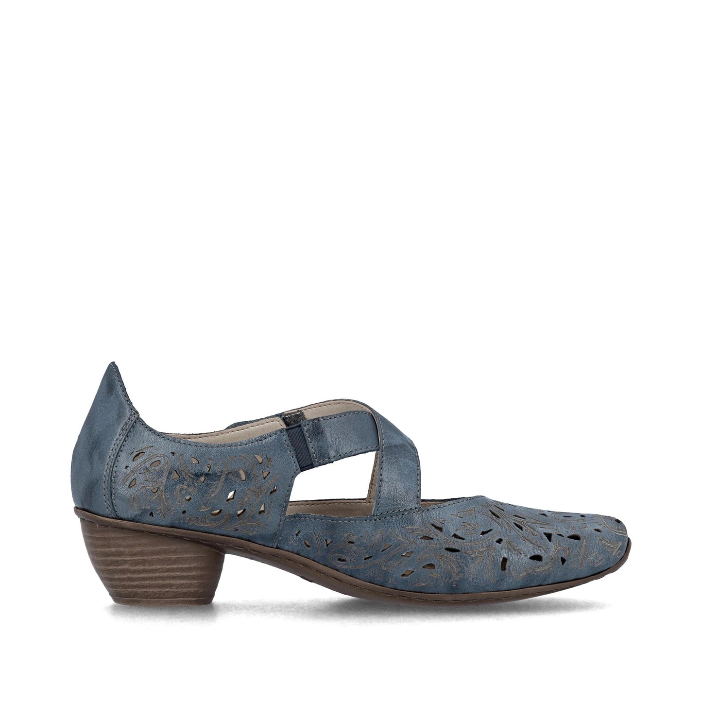 Rieker 43773 BLUE Low Heel Touch Fastening Bar Shoe 43773-12