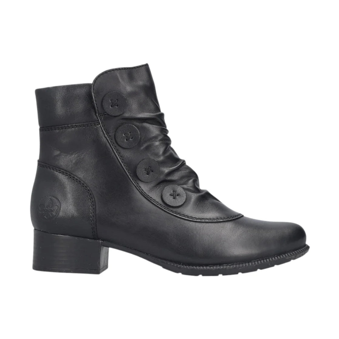 Rieker BLACK Soft Leather Victoriana Ankle Boot 78659-00