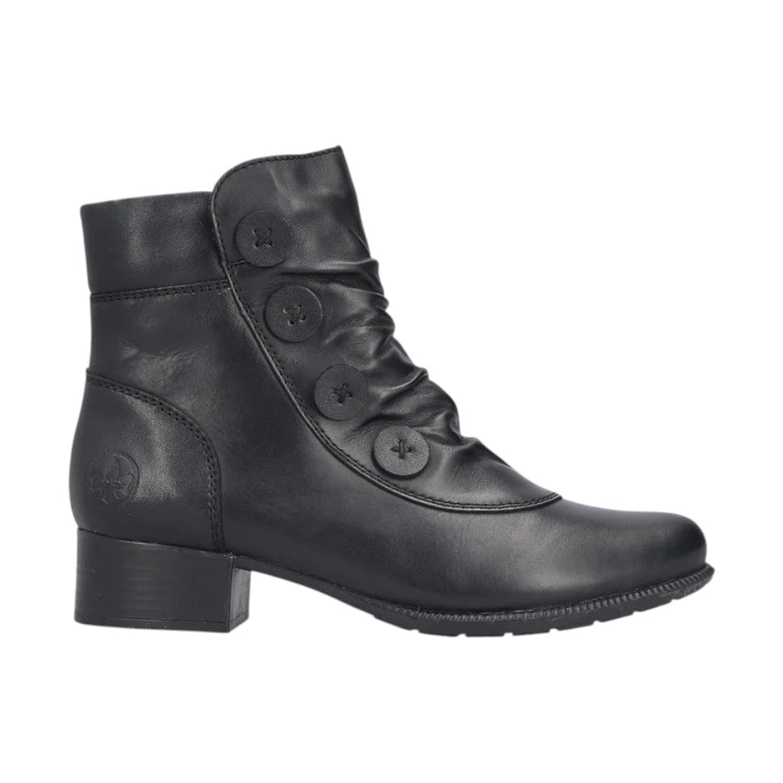 Rieker BLACK Soft Leather Victoriana Ankle Boot 78659-00