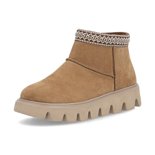 Rieker Casual Ankle Boot Fur lined with zip W2074-24 TAN