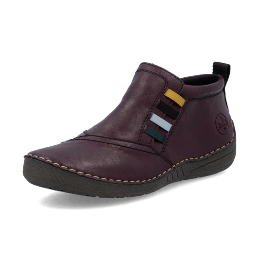 Rieker Casual Ankle Boot with zip 52584-30 BURGUNDY