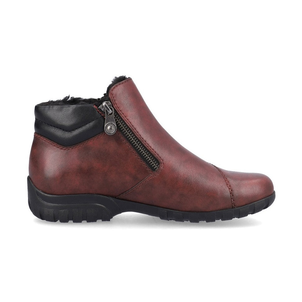 Rieker Ladies Boot L4655 RED Soft Leather Twin Zip Water repellent ankle boot L4655-35