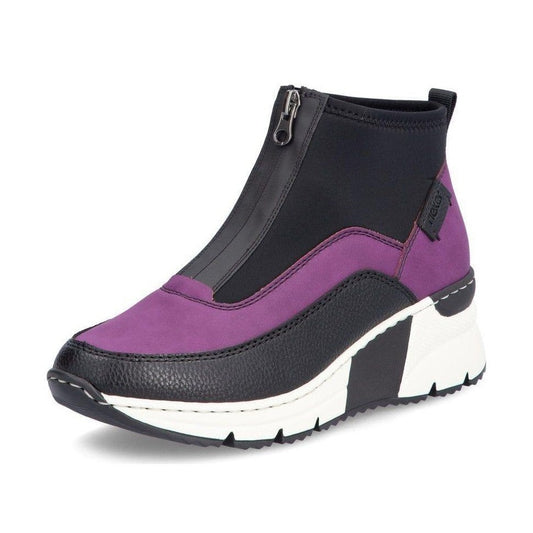 Rieker Ladies N6352 PURPLE Trainer style front zip Ankle Boot N6352-60
