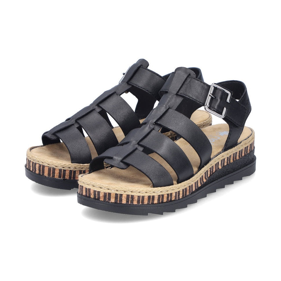 Rieker Wedge Sandal V7904-00 BLACK